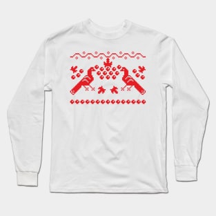 Ukraine ornament - kalyna & birds (red print) Long Sleeve T-Shirt